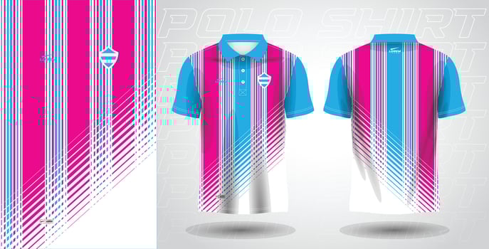 blue pink polo sport shirt sublimation jersey template design mockup vector
