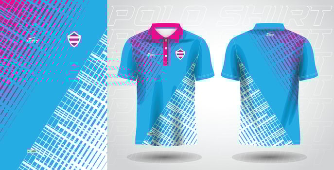 blue pink polo sport shirt sublimation jersey template design mockup vector