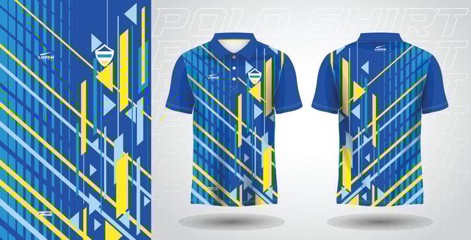blue yellow polo sport shirt sublimation jersey template design mockup vector