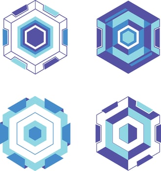 Futuristic Hexagon Hud Frame Set. Simple Pattern. Isolated Vector