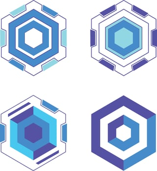 Futuristic Hexagon Hud Frame Set. Simple Pattern. Isolated Vector