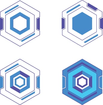 Futuristic Hexagon Hud Frame Set. Simple Pattern. Isolated Vector