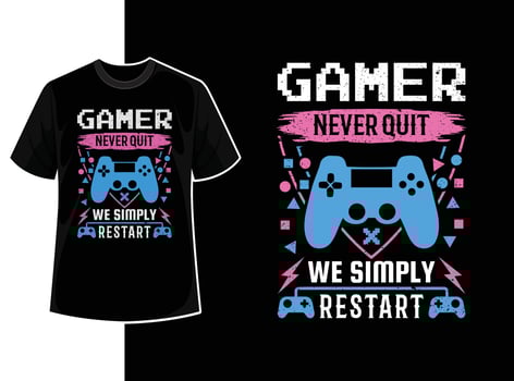 Vintage typography gaming t shirt template design vector
