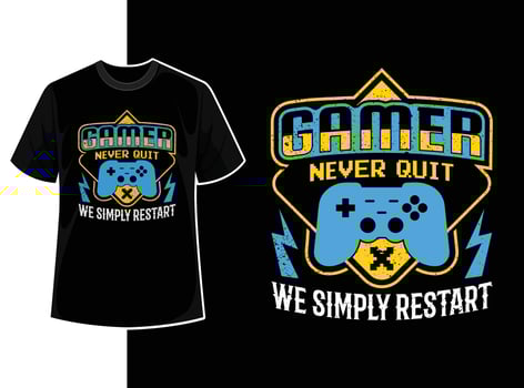 Vintage typography gaming t shirt template design vector