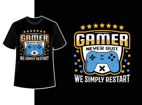 Vintage typography gaming t shirt template design vector