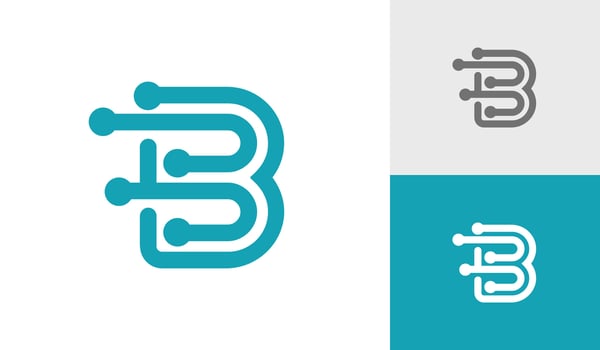 Letter B technology initial monogram logo design vector