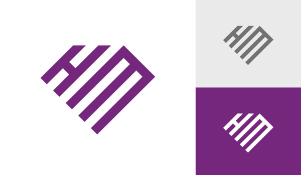 Letter HM monogram with diamond shape logo design vector
