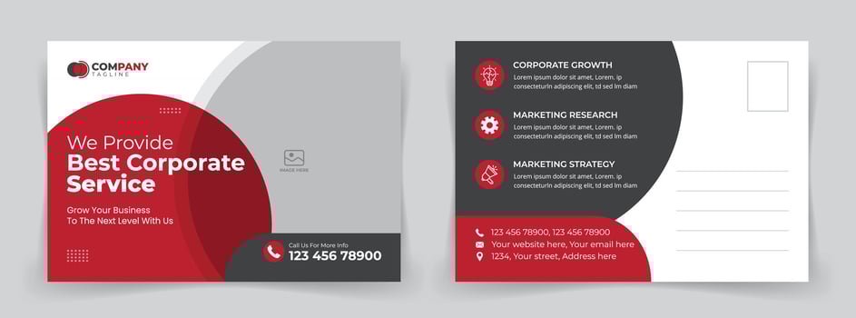 Modern and trendy corporate business postcard template design. vector