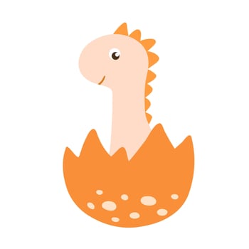 Cute little baby dinosaur in egg. Vector colorful illustration isolated on white background for kids