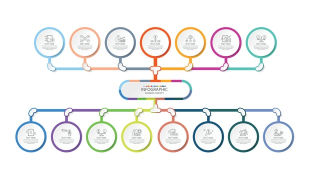 Infographic process design with icons and 15 options or steps. vector