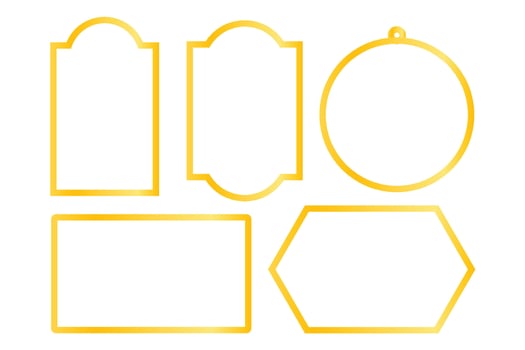 Gold frame border with different shape. simple geometric design for element vector