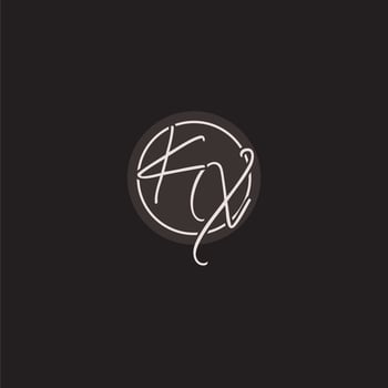 Initials KX logo monogram with simple circle line style vector