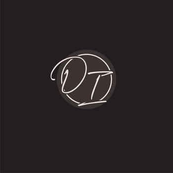 Initials DI logo monogram with simple circle line style vector