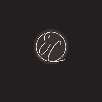 Initials EC logo monogram with simple circle line style vector