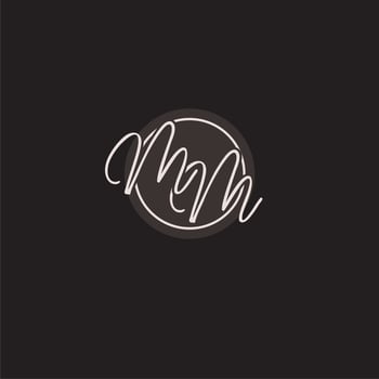 Initials MM logo monogram with simple circle line style vector