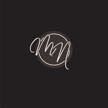 Initials MN logo monogram with simple circle line style vector