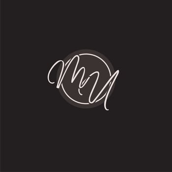 Initials MU logo monogram with simple circle line style vector