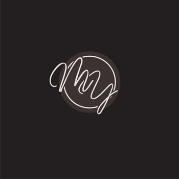 Initials MY logo monogram with simple circle line style vector