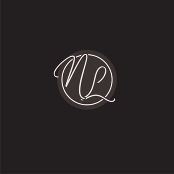 Initials NL logo monogram with simple circle line style vector