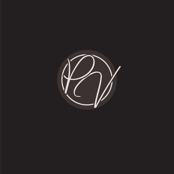 Initials PV logo monogram with simple circle line style vector
