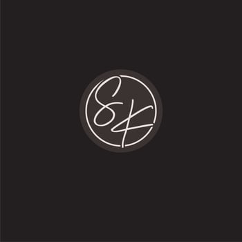 Initials SK logo monogram with simple circle line style vector