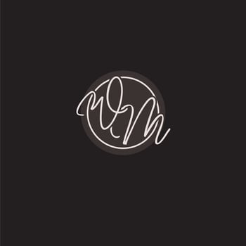 Initials WM logo monogram with simple circle line style vector