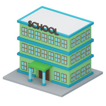 3D school building isometric png