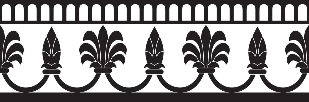 Vector endless black monochrome national persian ornament. Seamless frame, border ethnic pattern of Iranian civilization