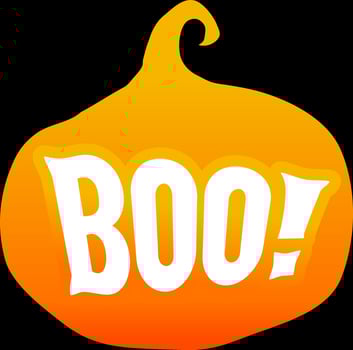 Halloween lettering Boo with pumpkin vector