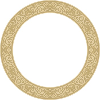 Vector gold round classic renaissance ornament. Circle, ring european border, revival style frame