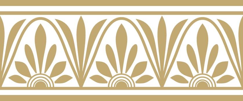 Vector gold seamless classic greek meander ornament. Pattern of ancient Greece. Border, frame of the Roman Empire