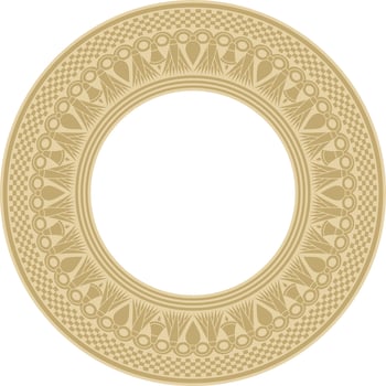 Vector golden round Egyptian ornament. Endless Circle, Ring of Ancient Egypt. Geometric African frame