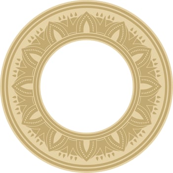 Vector round golden Egyptian ornament. Endless circle border, ancient Egypt frame
