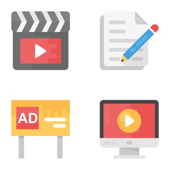 Set of Multimedia Flat Icons vector