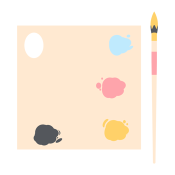 Color palette board with long brush painting utility png