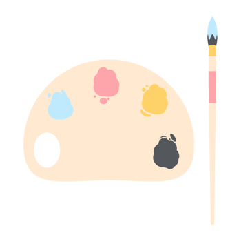 Color palette board with long brush painting utility png
