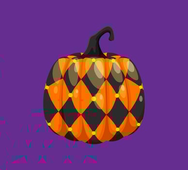 Halloween painted pumpkin with rhombus pattern vector