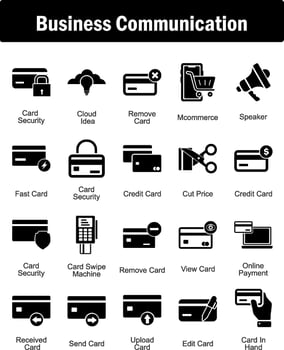 A set of 20 business icons as card security, cloud idea, remove card vector