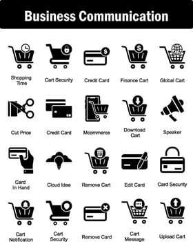 A set of 20 business icons as shopping time, cart security, credit card vector