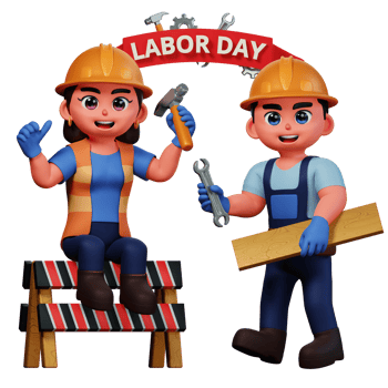 3D Character Illustration Labor Day png
