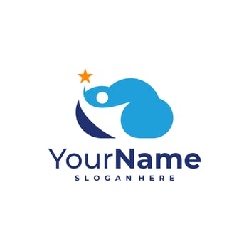 Cloud Leader logo design Template. Cloud People logo vector illustration.