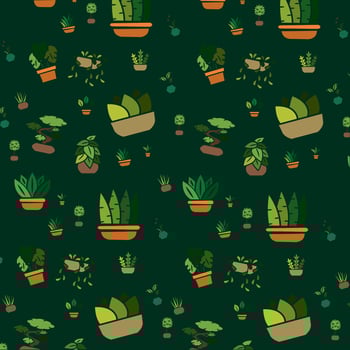 Seamless pattern background with indoor plant icons Vector