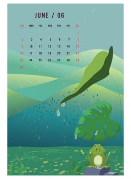 nature and leaves background. rainy season background. rainy day concept. rainy season. rain background. Rain. frogs take shelter. banner, poster, template, card, flyer. vector illustration. Rain.