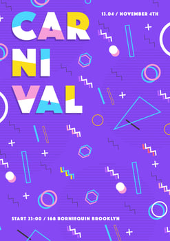 purple carnival poster. abstract  80s, 90s style retro background with place for text. vector