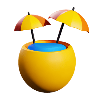 yellow coconut beach drink 3d travel and holiday icon png