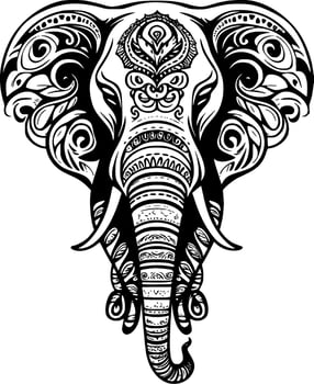 Elephant - Black and White Isolated Icon - Vector illustration