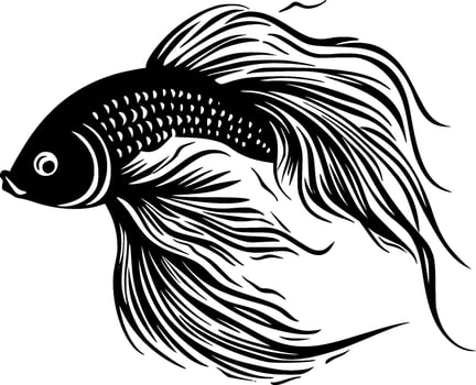 Fish, Black and White Vector illustration