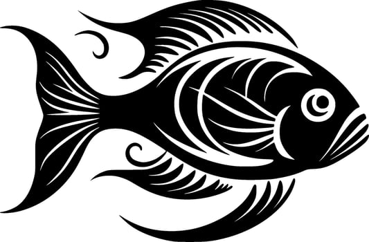 Fish - Black and White Isolated Icon - Vector illustration