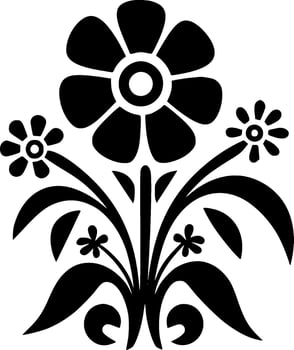Flower, Black and White Vector illustration