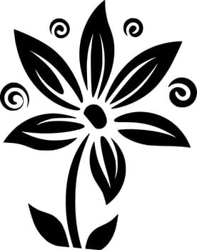 Flower - Black and White Isolated Icon - Vector illustration
